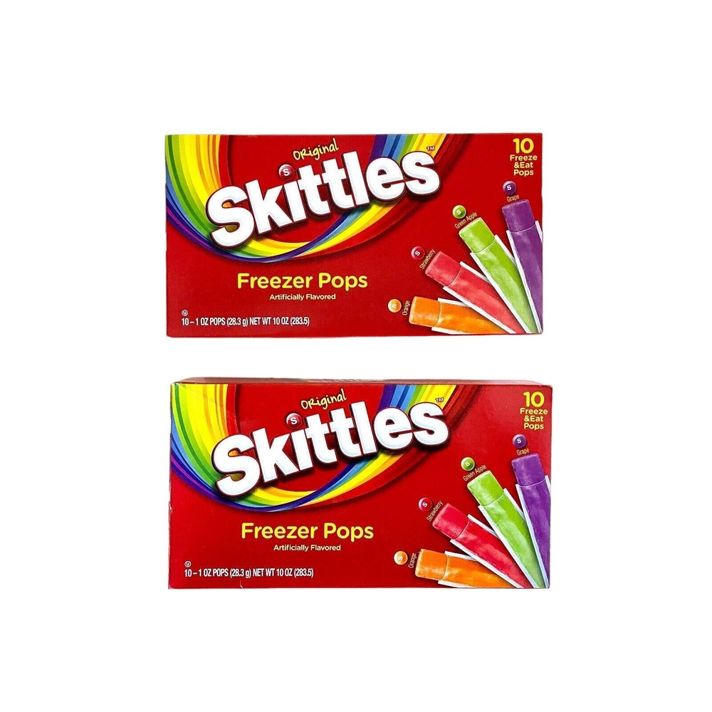 Skittles Freezer Pops - 10 Freeze Pops per Pack - Lot of 2